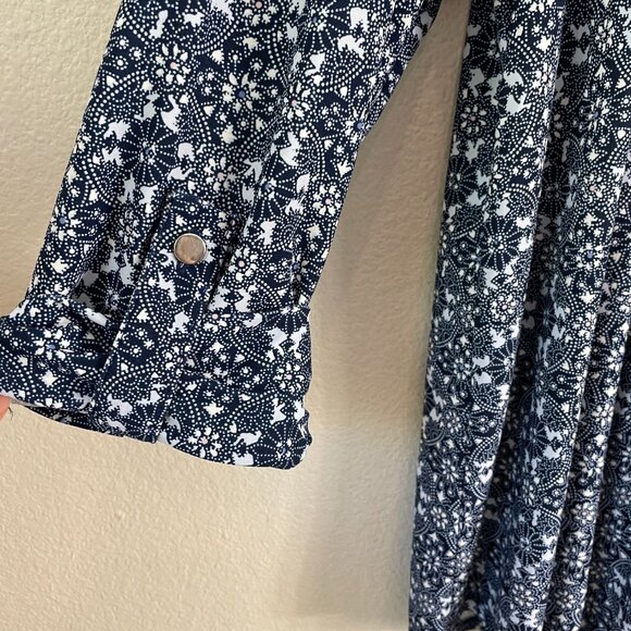 Westport Womens Plus 1X Floral Roll Tab Sleeve Tunic Top Stretch Shirt V Neck - Picture 7 of 11